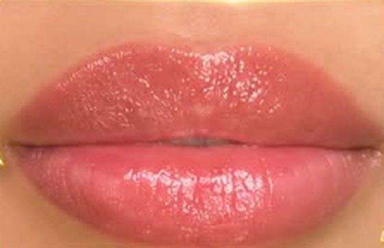 Healed lip blushing with an even coral-pink tone