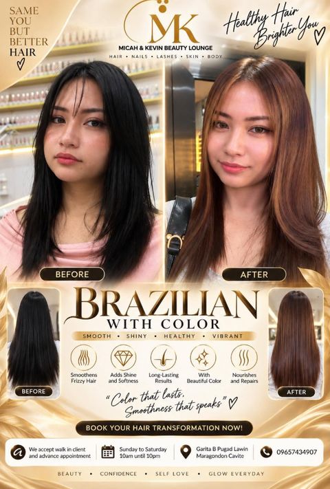 Facebook post: Brazilian with color, before and after